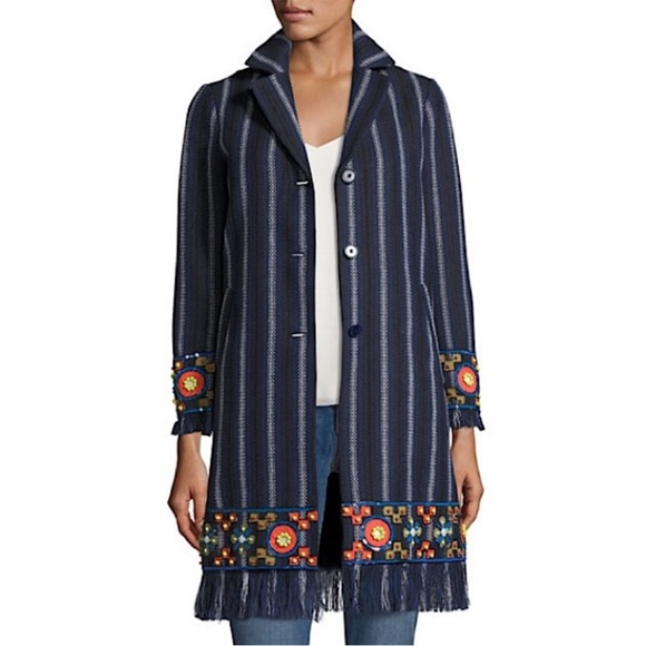 NWT Tory Burch ‘Luna’ Embellished Woven Coat - Picture 3 of 16